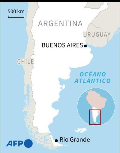 Mapa localizando la ciudad de Río Grande, en la provincia argentina de Tierra del Fuego, donde cuatro personas murieron este viernes luego de que el avión sanitario en el que viajaban se salió de pista - AFP / AFP
