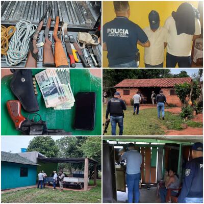 La operación que terminó con la captura de Mario Silguero Aquino y Nelson Benítez Barreto, a más de la incautación de armas y dinero comenzó al amanecer de hoy en el asentamiento Sanguina Cué, en el distrito de Yrybucuá.