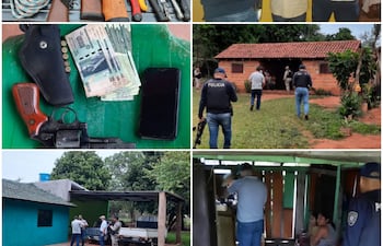 La operación que terminó con la captura de Mario Silguero Aquino y Nelson Benítez Barreto, a más de la incautación de armas y dinero comenzó al amanecer de hoy en el asentamiento Sanguina Cué, en el distrito de Yrybucuá.