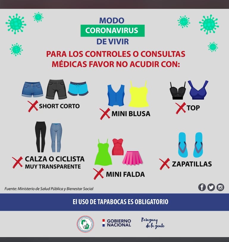 Flyer publicado por IPS la semana pasada que causó polémica por las restricciones de vestimentas. 