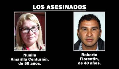 Nunila Centurión Amarilla y Roberto Florentín, asesinados.