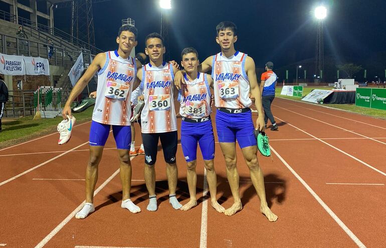 Jhumiler Sánchez, Gustavo Mongelós, Anhuar Duarte y Matías González, recordistas en 4x100 m.
