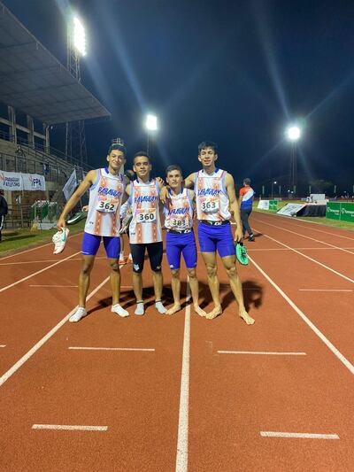 Jhumiler Sánchez, Gustavo Mongelós, Anhuar Duarte y Matías González, recordistas en 4x100 m.