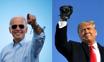 El candidato presidencial Joe Biden (i) y el presidente estadounidense Donald Trump.