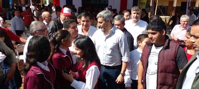 El presidente de la Republica, Mario Abdo Benítez, durante su visita en el Departamento de Guairá.