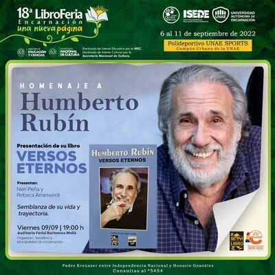 En la Libroferia Encarnación ofrecerán una semblanza de la vida del periodista y escritor Humberto Rubín (+), esta noche.