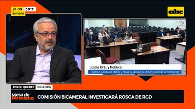 El senador Jorge Querey durante el programa "Mesa de Periodistas", con Enrique Vargas Peña.