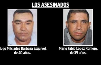 Hugo Milciades Barboza Esquivel y Mario Fabio López Romero, asesinados en Yby Yaú entre el lunes y el martes de esta semana. Ambos fueron raptados la tarde del martes.