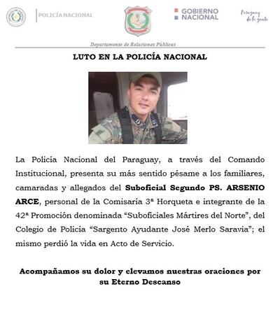 El uniformado falleció esta madrugada en Asunción.