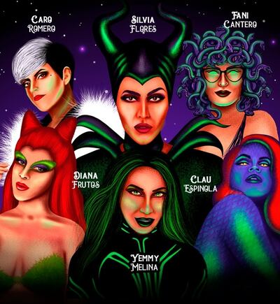 Representadas como las villanas más famosas se presentan en este afiche las seis comediantes nacionales. Ellas subirán al escenario del Teatro Municipal.