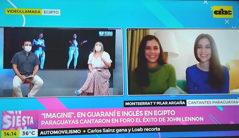 Montserrat y Pilar Argaña en comunicación con Ensiestados. (Captura de pantalla de ABC TV)