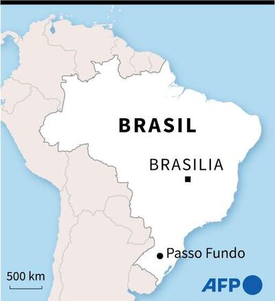 Mapa de Brasil localizando Passo Fundo, donde once personas murieron en la noche del jueves en el incendio de un centro de tratamiento para drogodependientes .