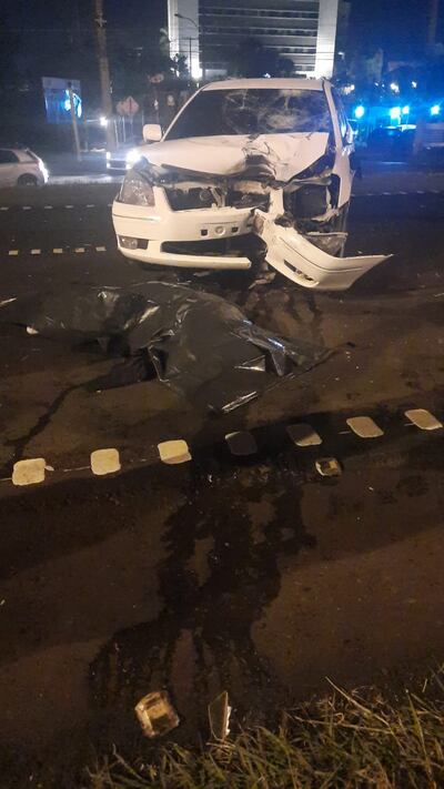 El motociclista José Javier Báez Espínola fue embestido por el auto del policía Ever Ulises Vázquez.