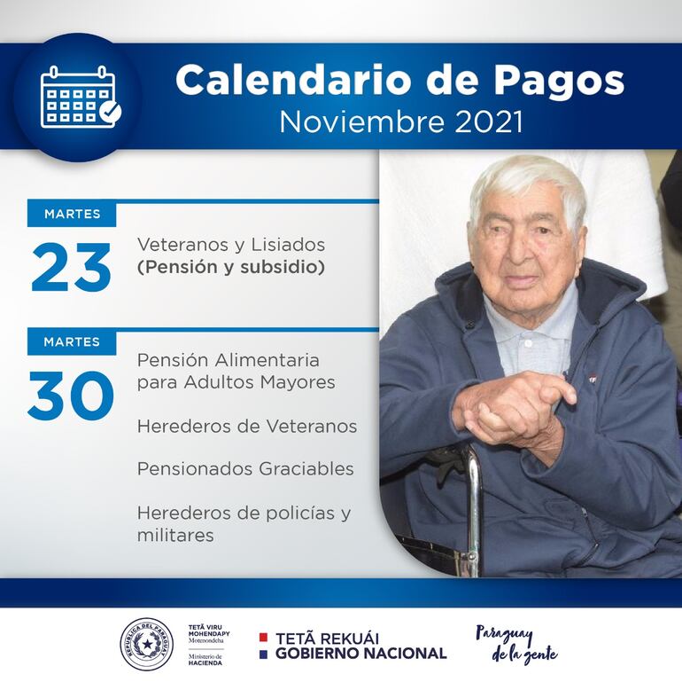 Las pensiones y subsidios serán depositados en los cajeros autorizados por el Banco Nacional de Fomento (BNF) en las ciudades de capital e interior.