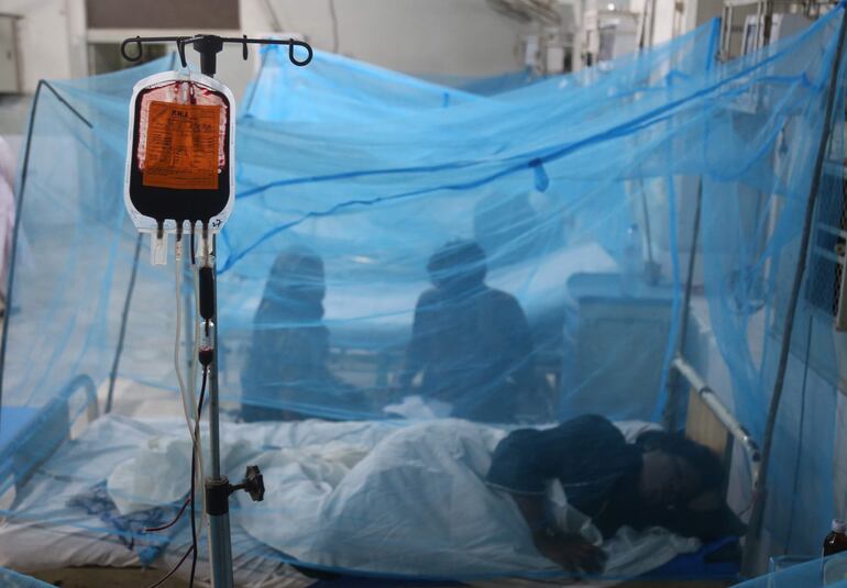 Pacientes con dengue en aislamiento en un hospital en Karachi, Pakistán.