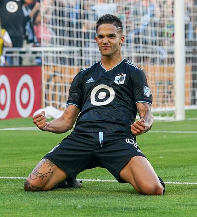 Luis Amarilla festeja su gol para Minnesota ante Everton.