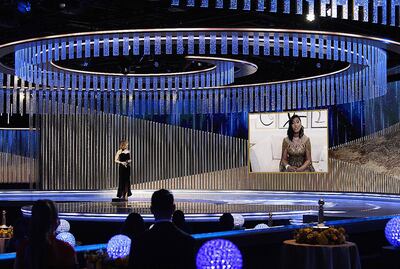 La viuda de Chadwick Boseman agradeció, en pantalla, el reconocimiento póstumo para el actor.