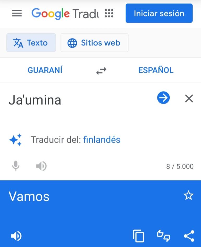"Ja'umina" es una frase que aún el traductor de Google no reconoce. 