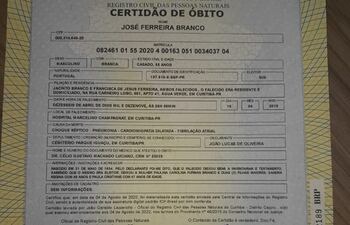 Certificado de Defunción presentado ante el Juzgado.
