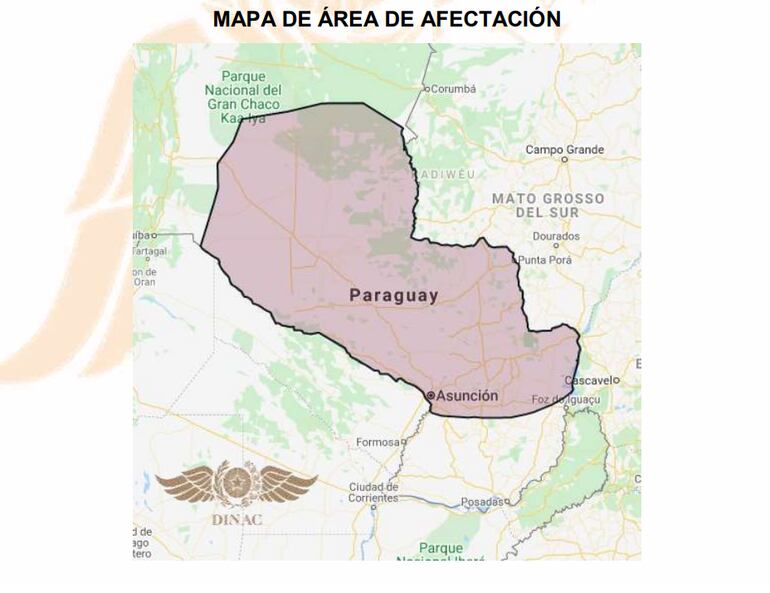 Mapa de área de afectación de sistema de tormentas
