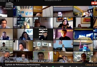 La sesión de la Cámara de Senadores sesionó ayer, como en las últimas semanas por medio de la plataforma virtual.
