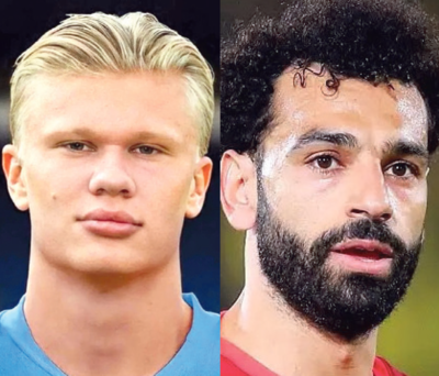 El noruego Erling Haaland y el egipcio Mohamed Salah, que no lograron clasificar con sus selecciones al Mundial de Qatar.
