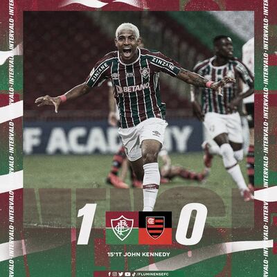 John Kennedy marcó dos goles para Fluminense en el clásico contra Flamengo.