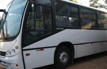 Los buses son de color blanco, no tienen un número, sino la inscripción "transporte público municipal".