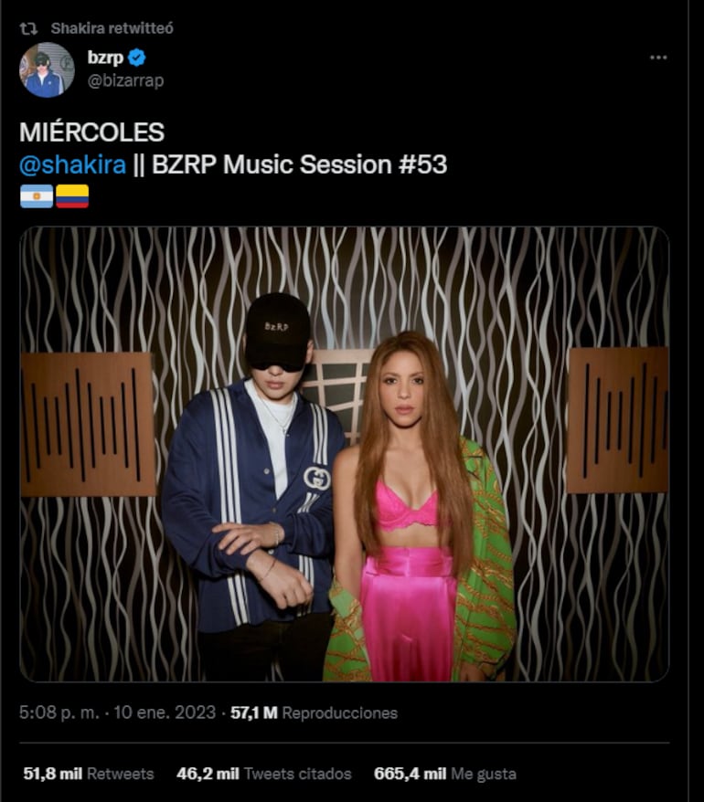 “Shakira | BZRP Music Sessions Vol. 53" sale esta noche. 

El argentino Bizarrap ya hizo colaboraciones con varios artistas, ganando inmensa popularidad con las canciones que va lanzando.