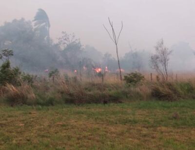 Llamas aún visibles en el área de reserva de la isla en horas de la tarde de ayer. Los pobladores aguardaban la llegada de una lluvia.