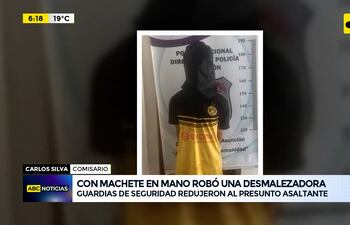 Video: con machete en mano robó una desmalezadora