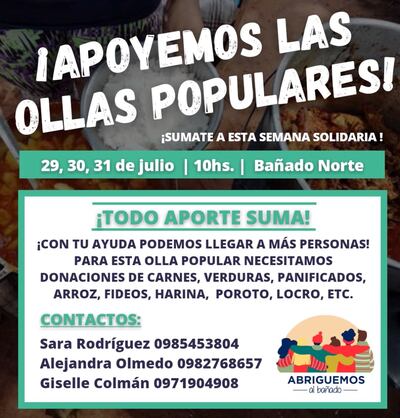 Piden alimentos para ollas populares