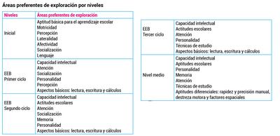 ÁREAS PREFERENTES DE EXPLORACIÓN POR NIVELES