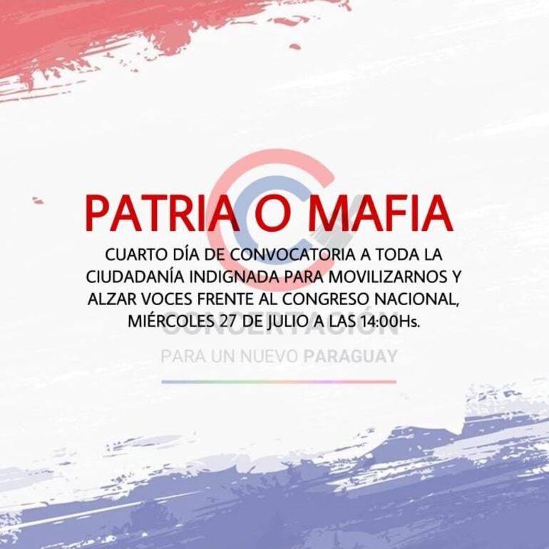 "Patria o mafia", plantean los ciudadanos para protestar contra el juicio político.