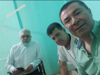 Fernando Lugo, Efraín Alegre y el político liberal Olimpio Rojas, en la Agrupación Especializada.