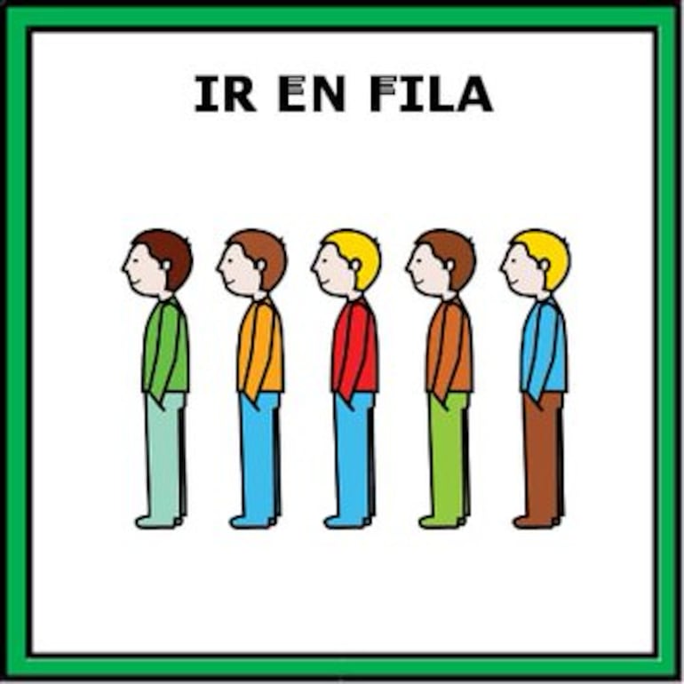 Pictograma que indica fila para la vacunación