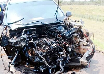 Así quedó el vehículo en el que viajaba Enrique Bacchetta.