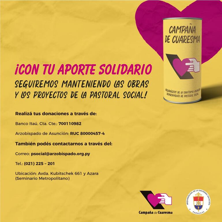 Hay muchas formas de donar, una de ellas es a través de una cuenta en Itaú. También tiene a mano las alcancías en farmacias y supermercados.