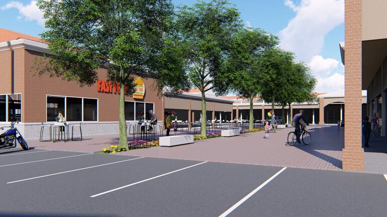 Perspectiva lateral del futuro Shopping de Villarrica.