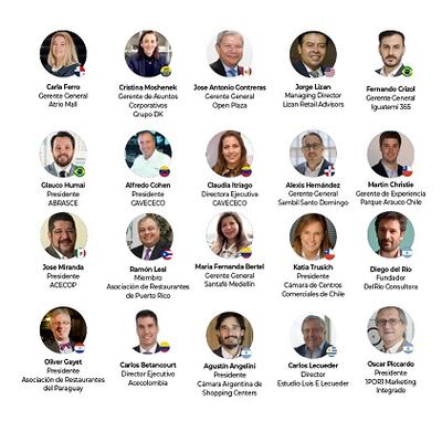 Algunos de los panelistas del seminario virtual sobre centros comerciales latinoamericanos realizado esta mañana.