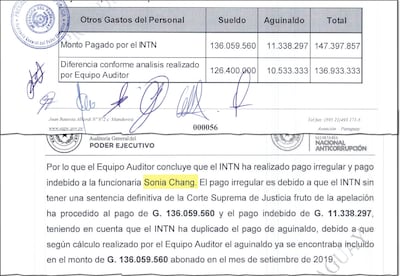 Porción facsimilar del informe de auditoría realizado por el Poder Ejecutivo al INTN.