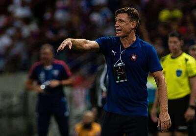 El argentino Facundo Sava, entrenador de Cerro Porteño, durante el partido de la ida de la Fase 3 de la Copa Libertadores contra Fortaleza en el estadio Castelao de Brasil.