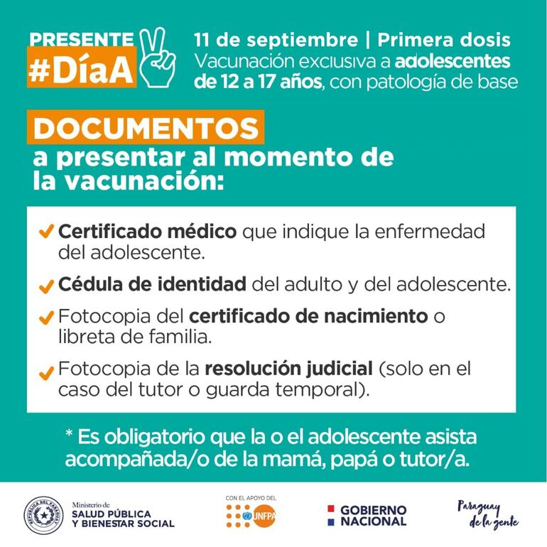 Vacunación de adolescentes, primeras dosis.