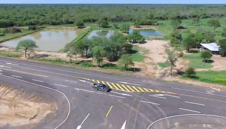 Vista aérea de uno de los tramos de la Ruta Transchaco.
