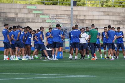 Los jugadores de Getafe durante una sesión de entrenamiento.