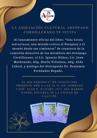 La invitación del lanzamiento y l aportada del libro.