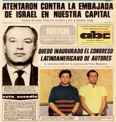 Tapa de ABC Color del 5 de mayo de 1970, reportando sobre el atentado ocurrido el día anterior.