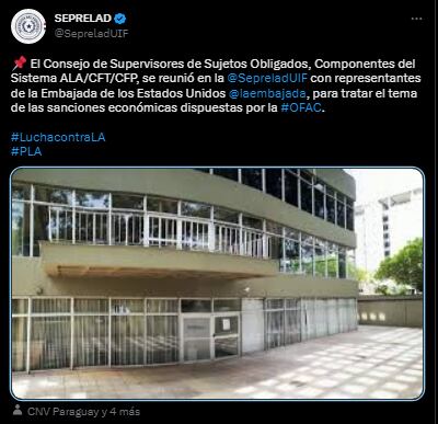 Seprelad informó que los miembros del Consejo de Supervisores de Sujetos Obligados se reunieron con representantes de la  Embajada de los Estados Unidos.