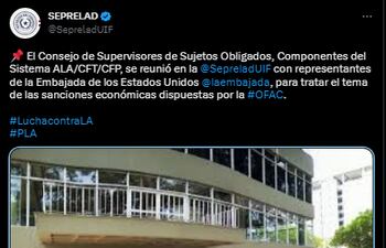 Seprelad informó que los miembros del Consejo de Supervisores de Sujetos Obligados se reunieron con representantes de la Embajada de los Estados Unidos.