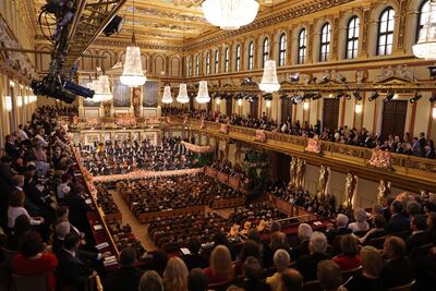 Tradicional Concierto de Año Nuevo de la Filarmónica de Viena, este domingo, en la Sala Dorada de la "Wiener Musikverein" de Viena.